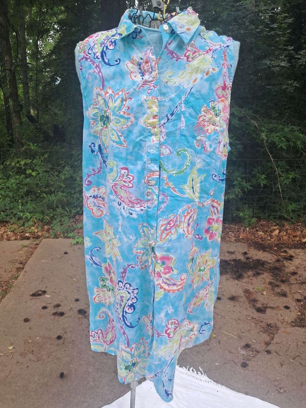 Ralph Lauren Turquoise Multicolor Floral Print Top